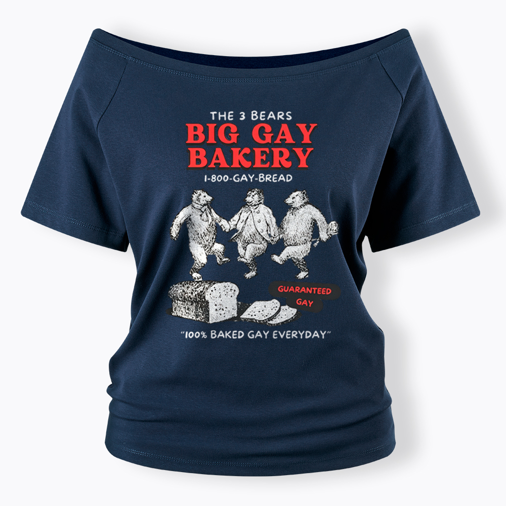 3 Bears Big Gay Bakery Off Shoulder T-Shirt