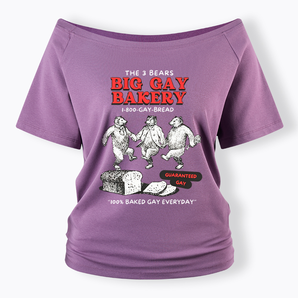 3 Bears Big Gay Bakery Off Shoulder T-Shirt