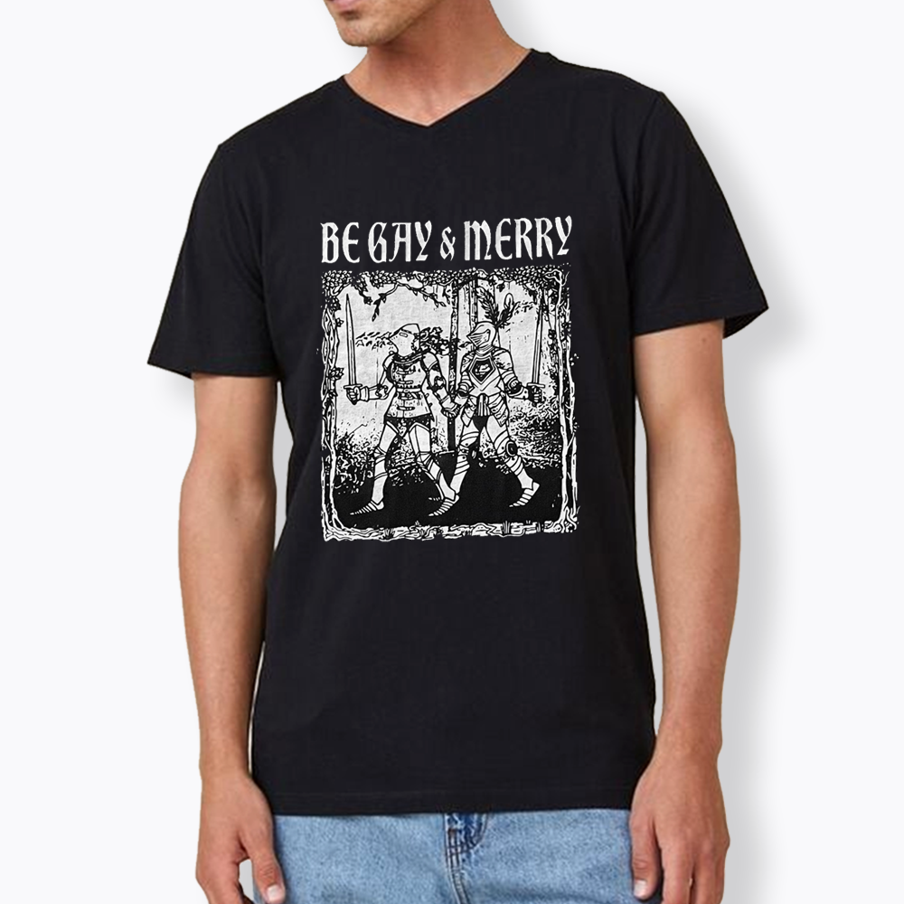 Merry Black V-Neck Classic T-Shirts