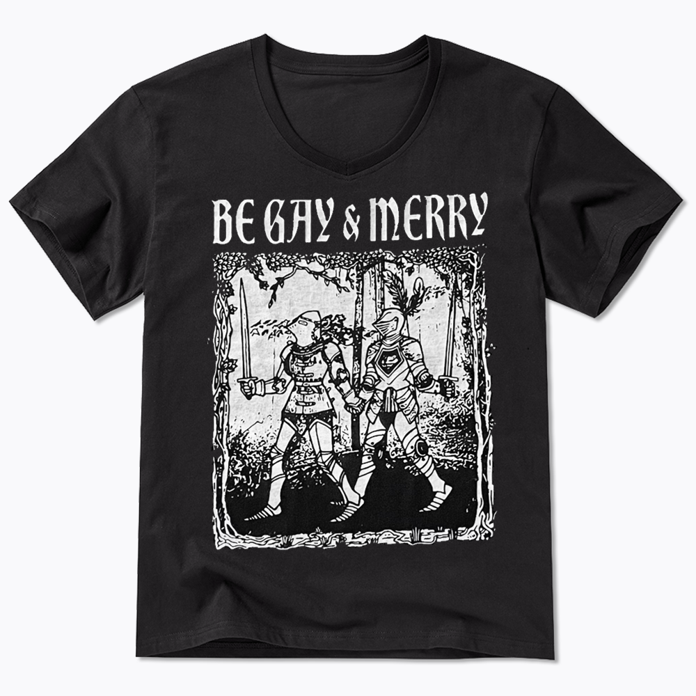 Merry Black V-Neck Classic T-Shirts