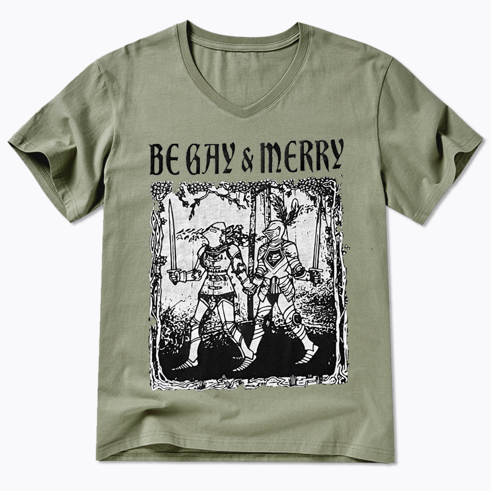 Merry Black V-Neck Classic T-Shirts