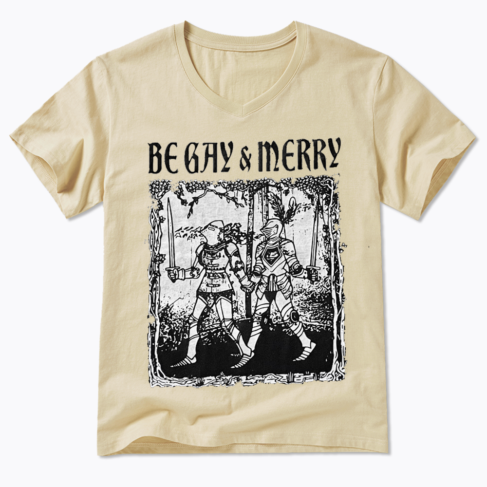 Merry Black V-Neck Classic T-Shirts