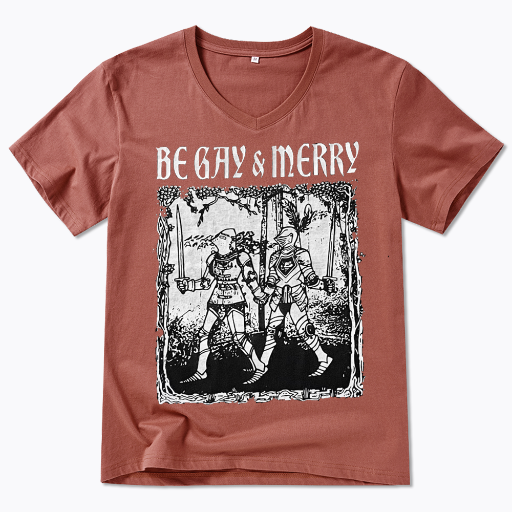 Merry Black V-Neck Classic T-Shirts