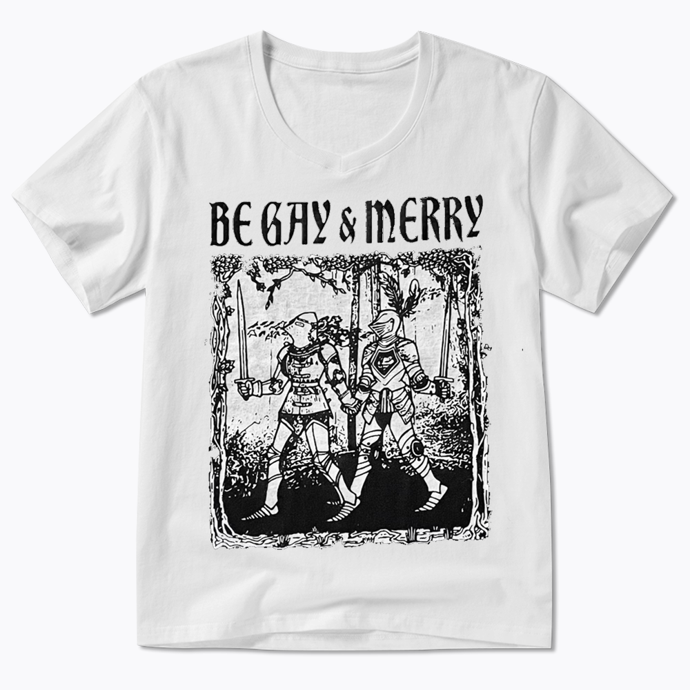 Merry Black V-Neck Classic T-Shirts