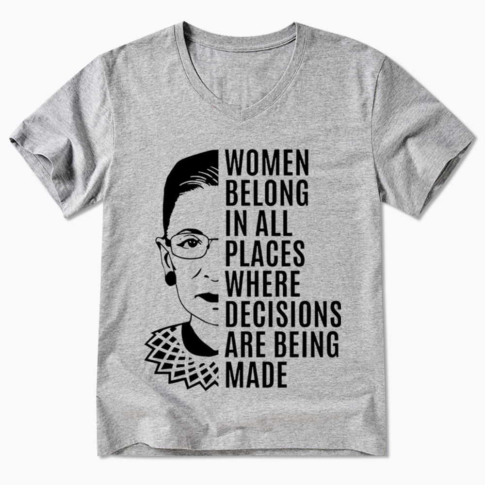 Women Belong in All Places Notorious RBG V-Neck Classic T-Shirt