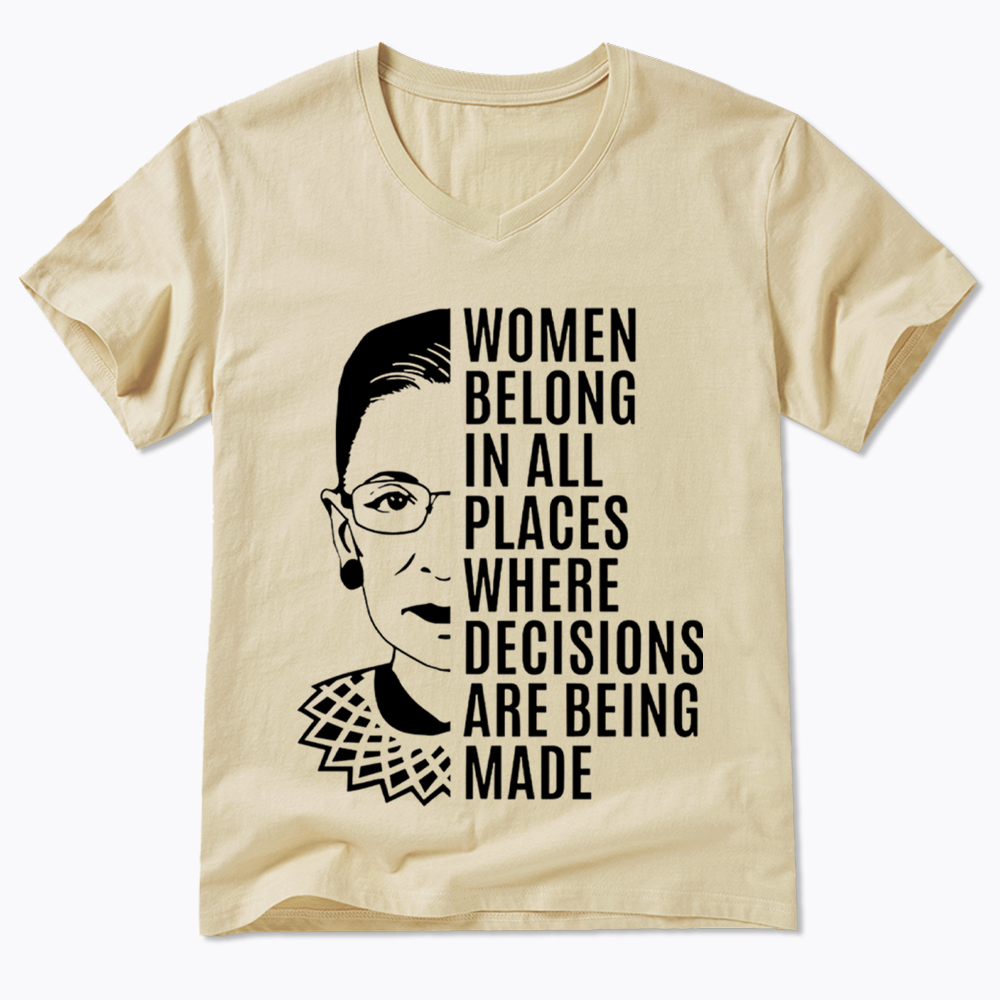 Women Belong in All Places Notorious RBG V-Neck Classic T-Shirt