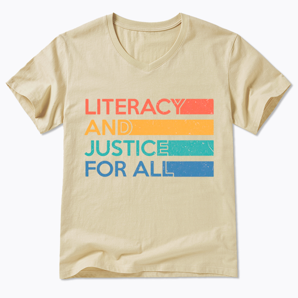 Literacy and Justice For All V-Neck Classic T-Shirt