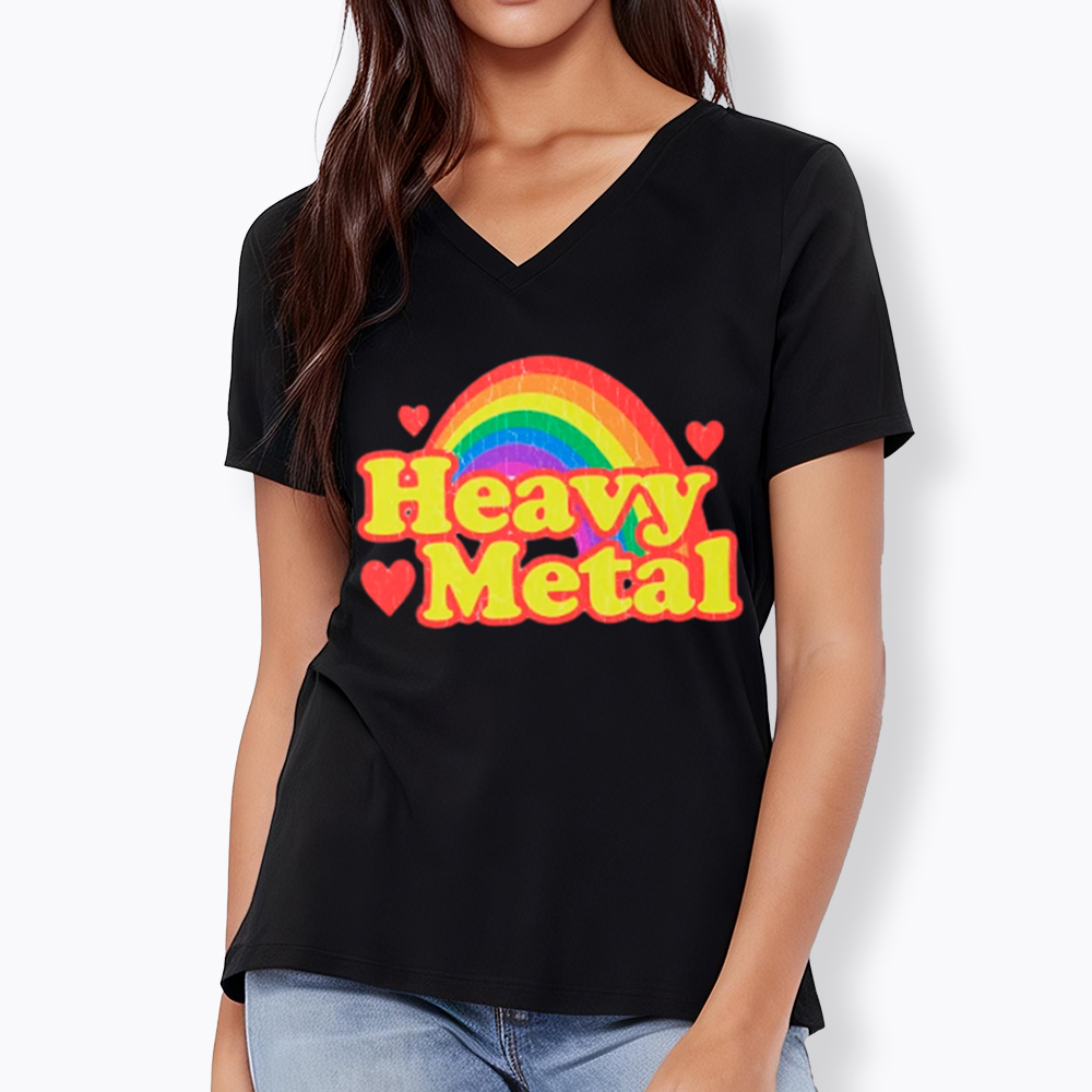 Funny Heavy Metal Rainbow V-Neck Classic T-Shirt