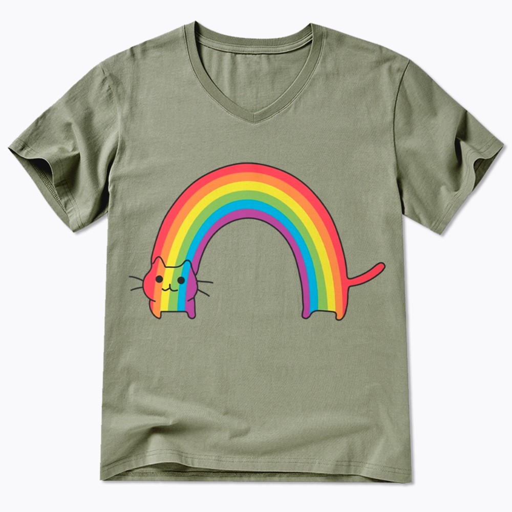 Rainbow Cat V-Neck Classic T-Shirt