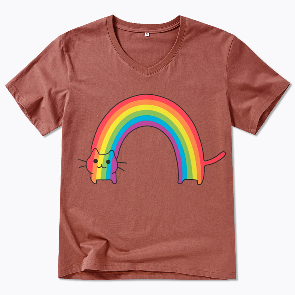Rainbow Cat V-Neck Classic T-Shirt