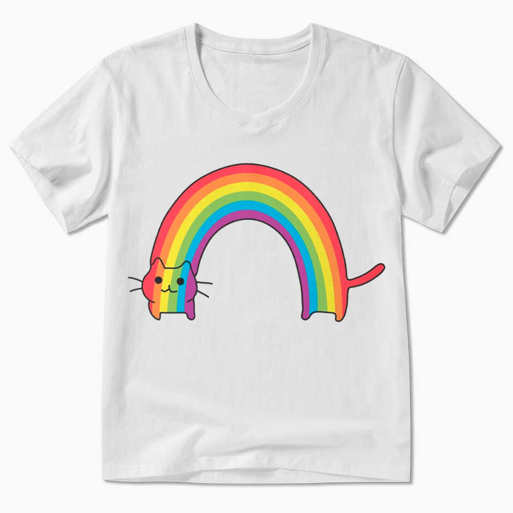 Rainbow Cat V-Neck Classic T-Shirt