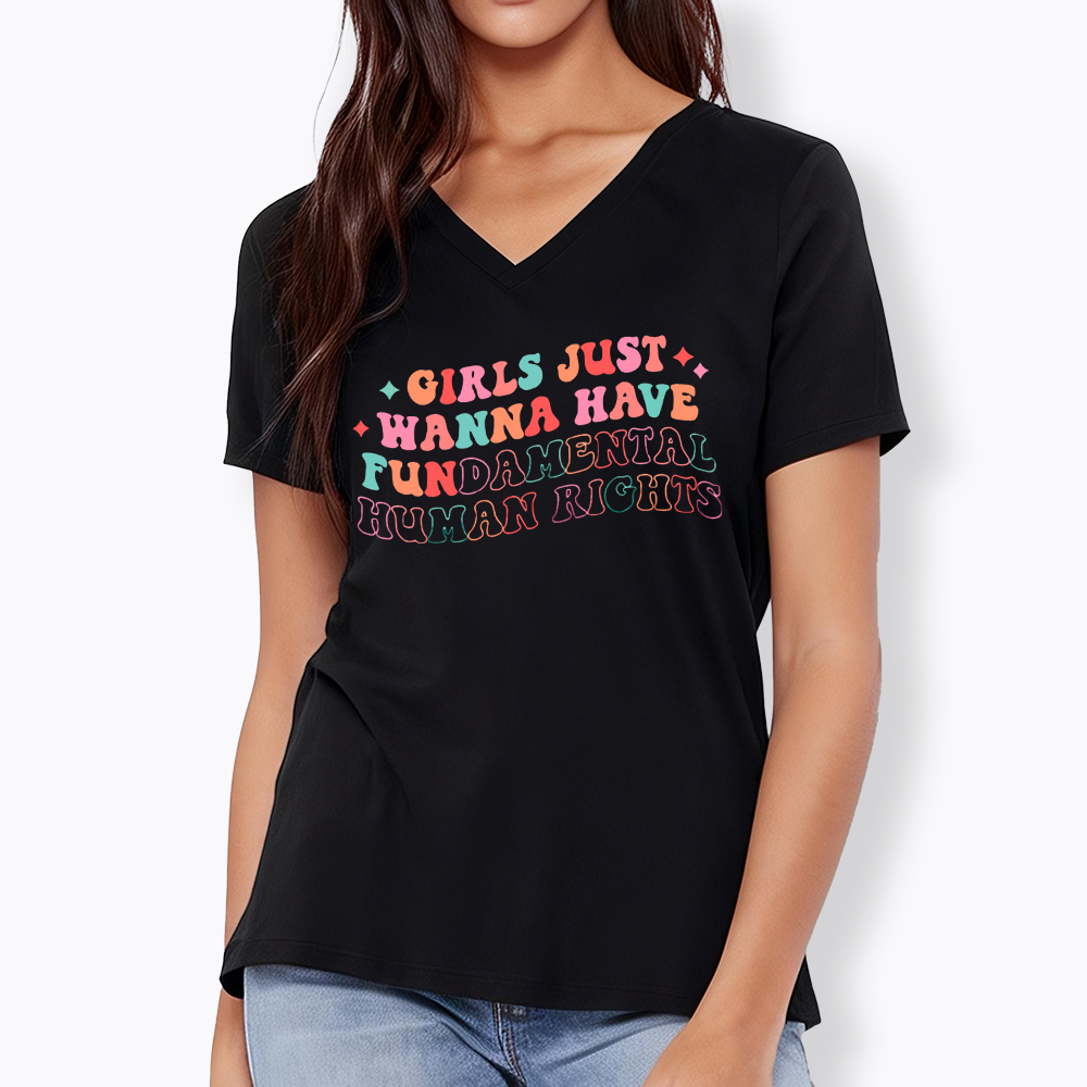 Girls Just Wanna Have Fundamental Human Rights V-Neck Classic T-Shirt