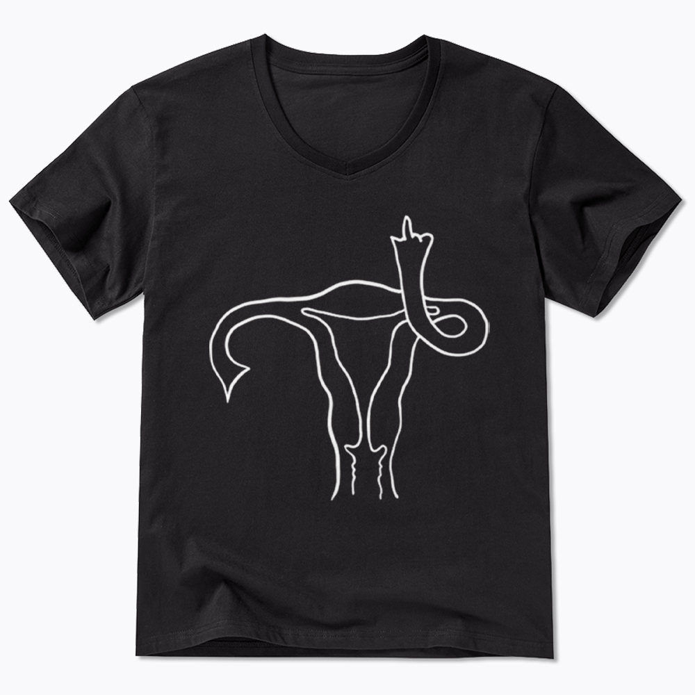 Pro Choice Uterus Middle Finger V-Neck Classic T-Shirt