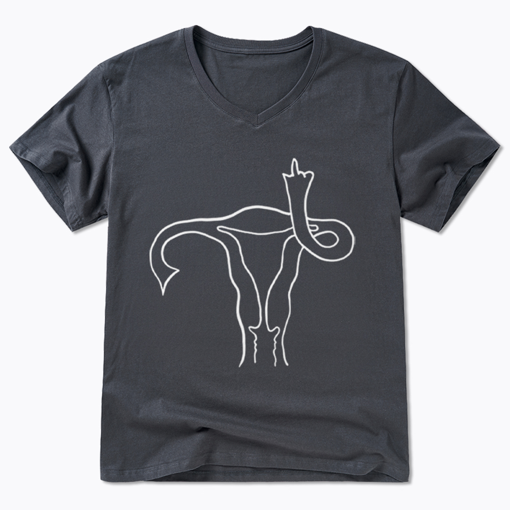 Pro Choice Uterus Middle Finger V-Neck Classic T-Shirt