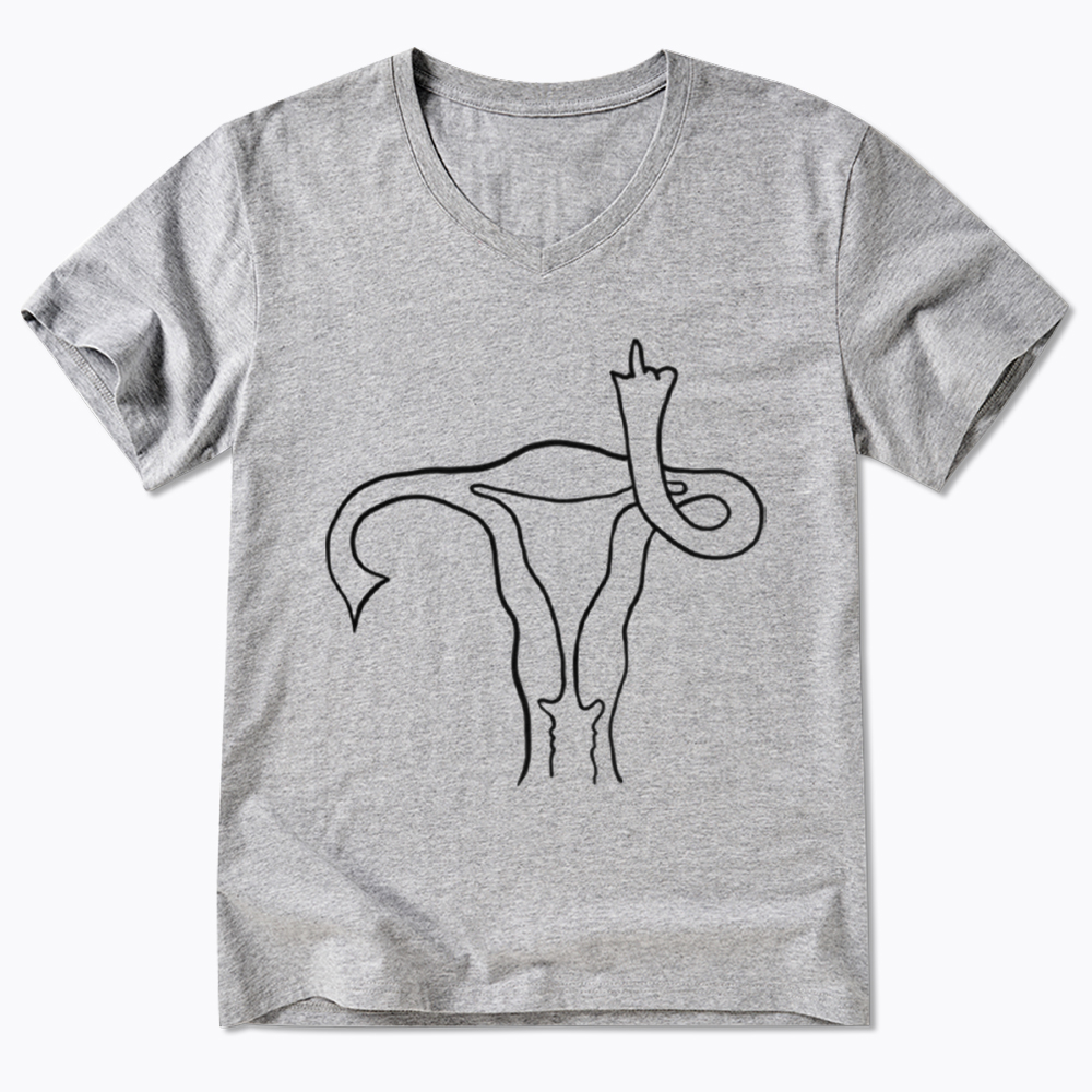 Pro Choice Uterus Middle Finger V-Neck Classic T-Shirt