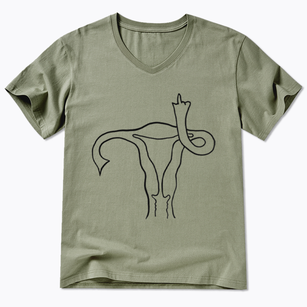 Pro Choice Uterus Middle Finger V-Neck Classic T-Shirt