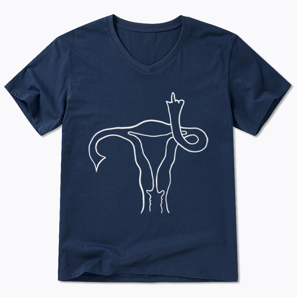 Pro Choice Uterus Middle Finger V-Neck Classic T-Shirt