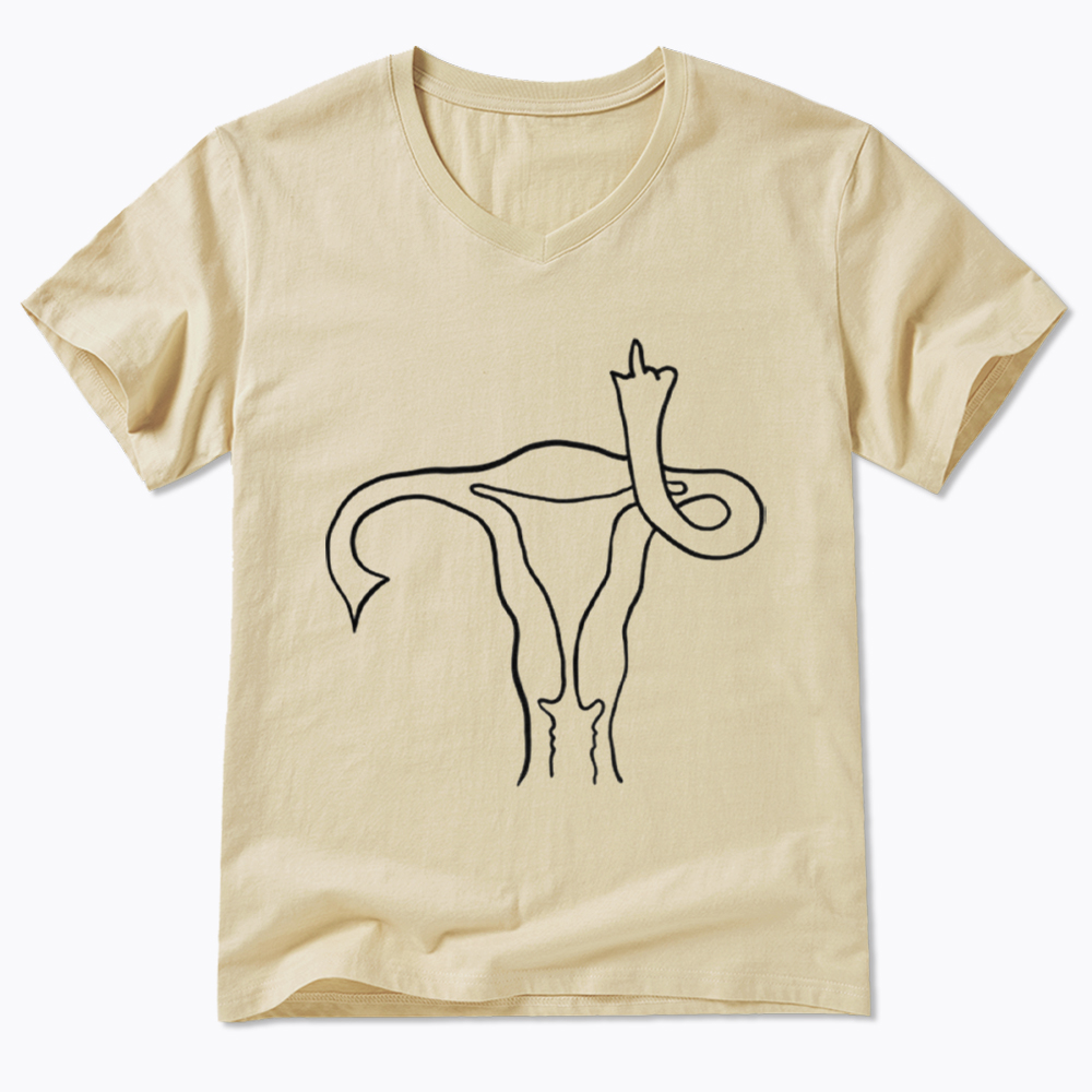 Pro Choice Uterus Middle Finger V-Neck Classic T-Shirt