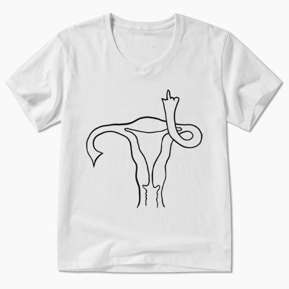Pro Choice Uterus Middle Finger V-Neck Classic T-Shirt