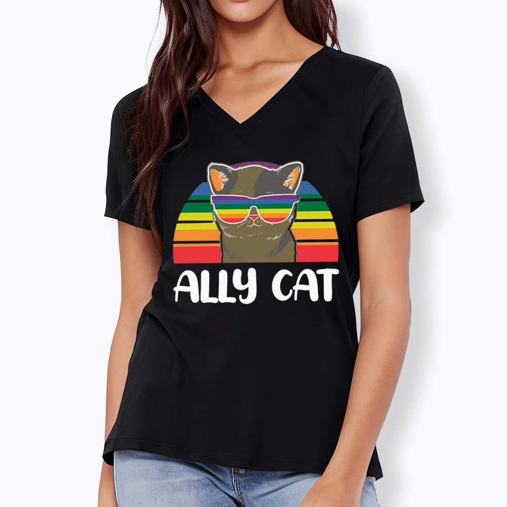 Ally Cat V-Neck Classic T-Shirt
