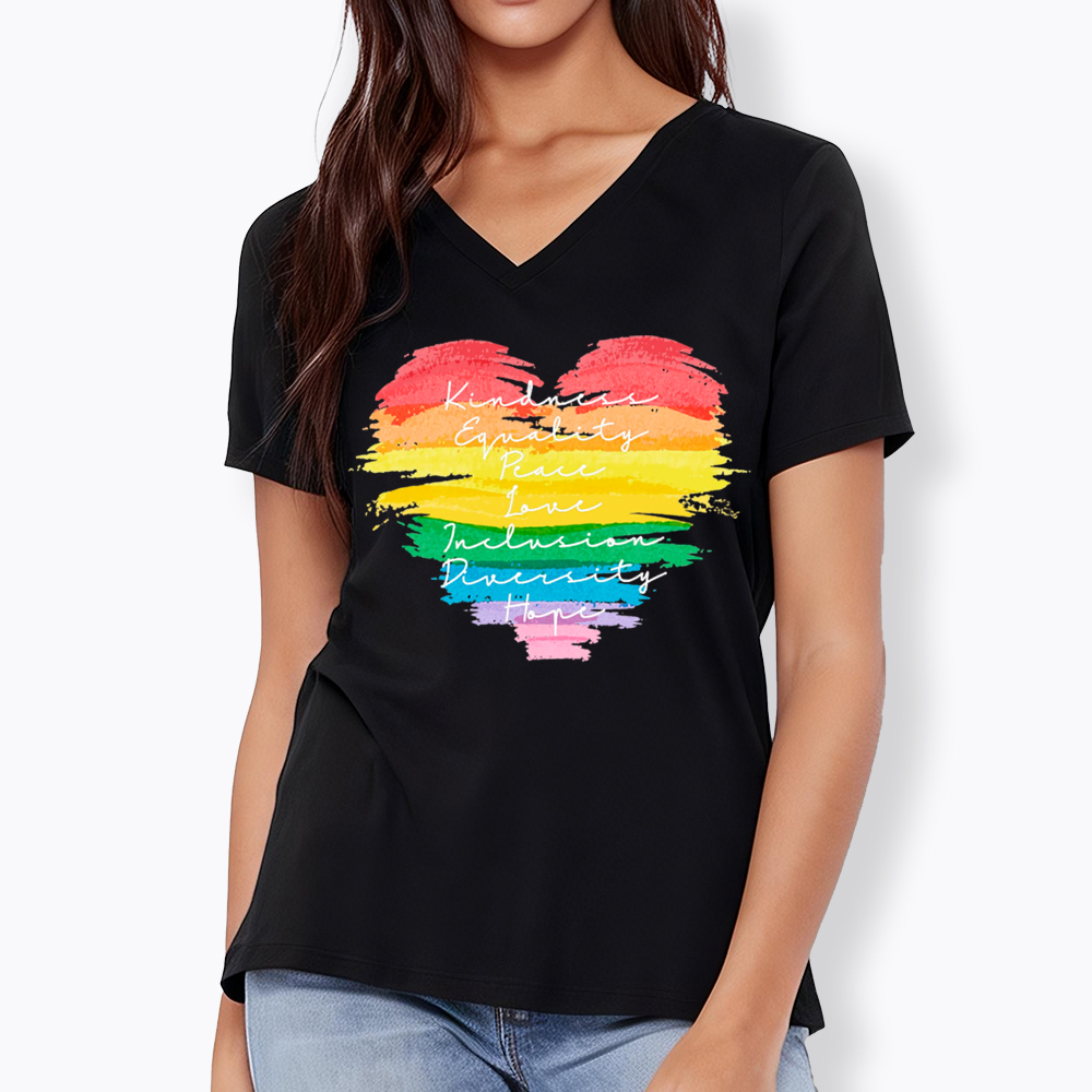 Kindness Equality Peace Love Inclusion Diversity V-Neck Classic T-Shirt