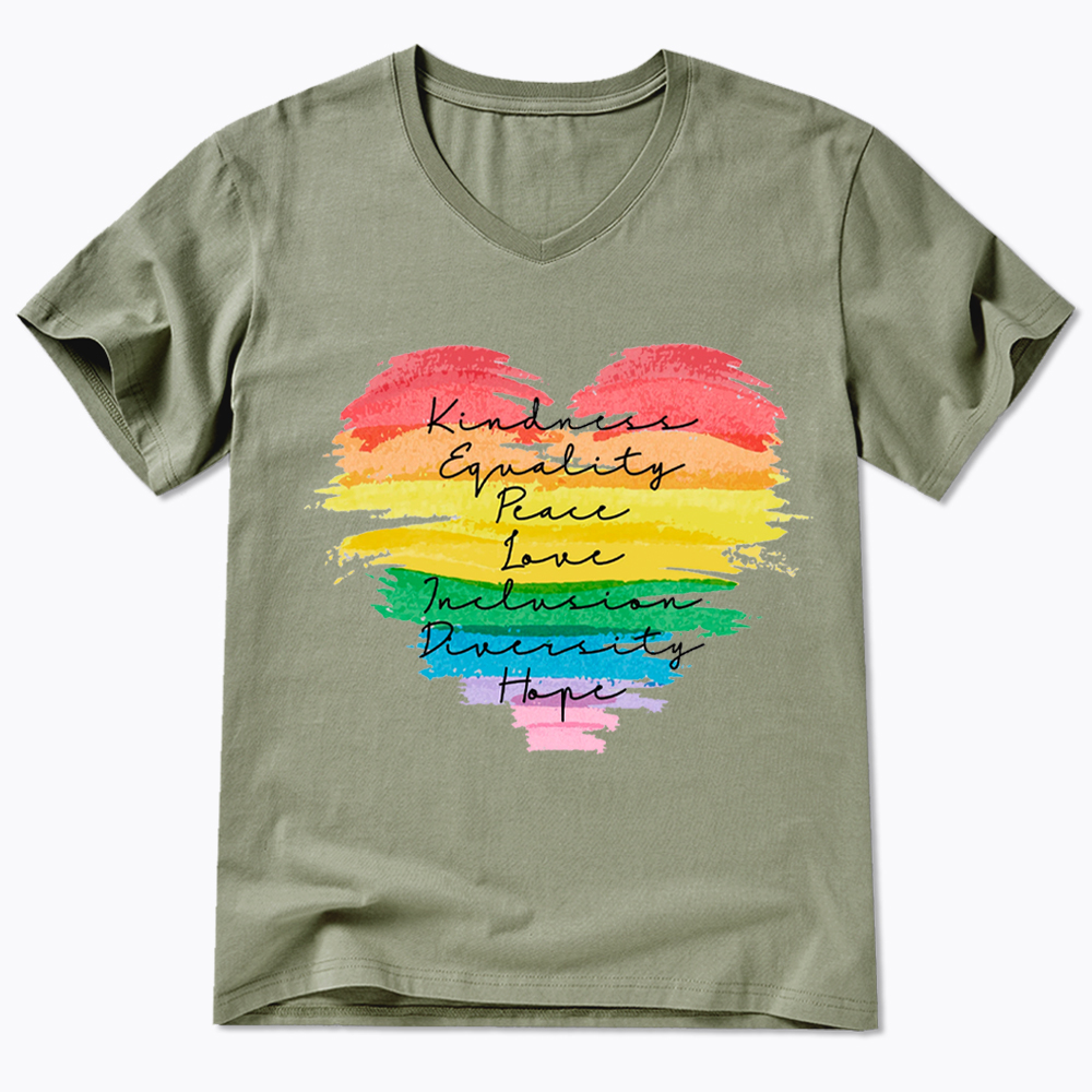 Kindness Equality Peace Love Inclusion Diversity V-Neck Classic T-Shirt
