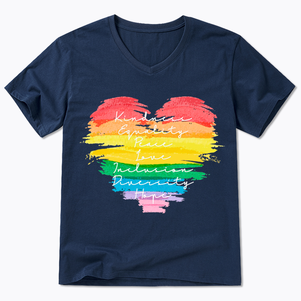 Kindness Equality Peace Love Inclusion Diversity V-Neck Classic T-Shirt