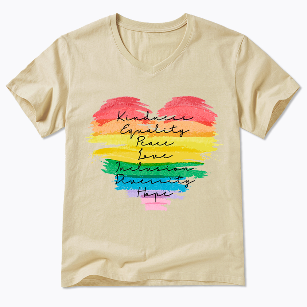 Kindness Equality Peace Love Inclusion Diversity V-Neck Classic T-Shirt