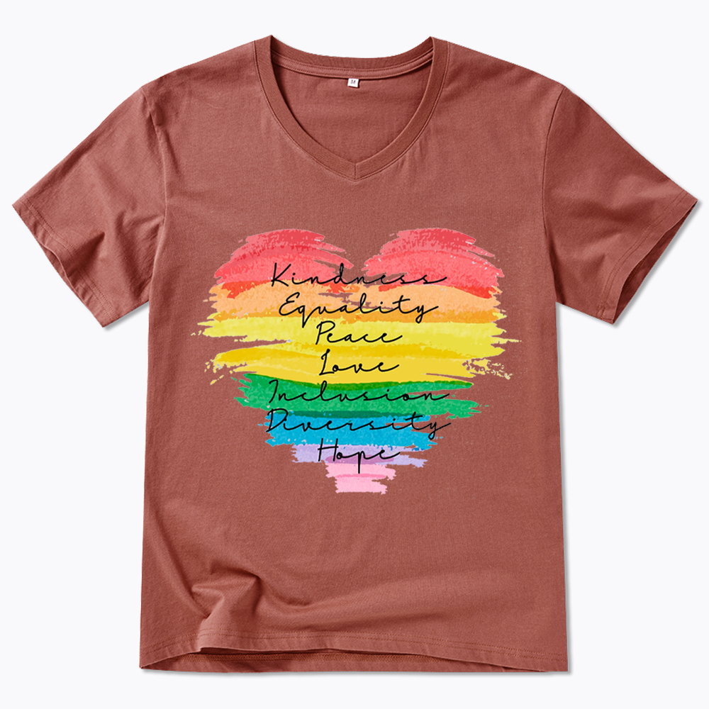 Kindness Equality Peace Love Inclusion Diversity V-Neck Classic T-Shirt