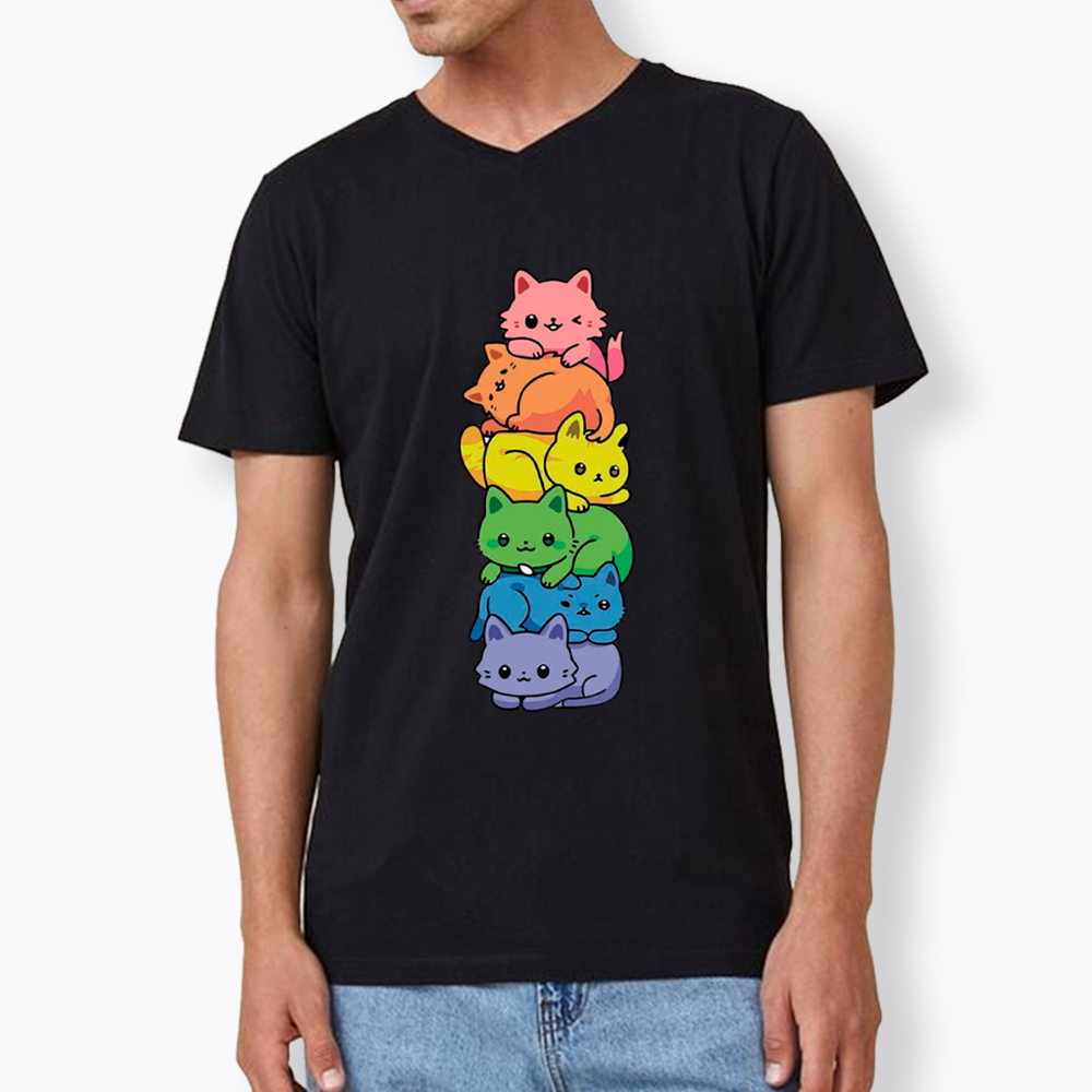 Rainbow Kitten V-Neck Classic T-Shirt