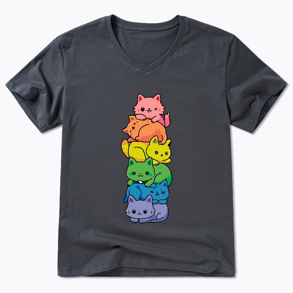 Rainbow Kitten V-Neck Classic T-Shirt