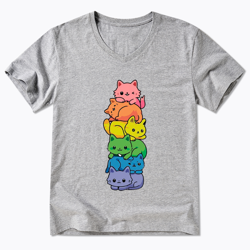 Rainbow Kitten V-Neck Classic T-Shirt
