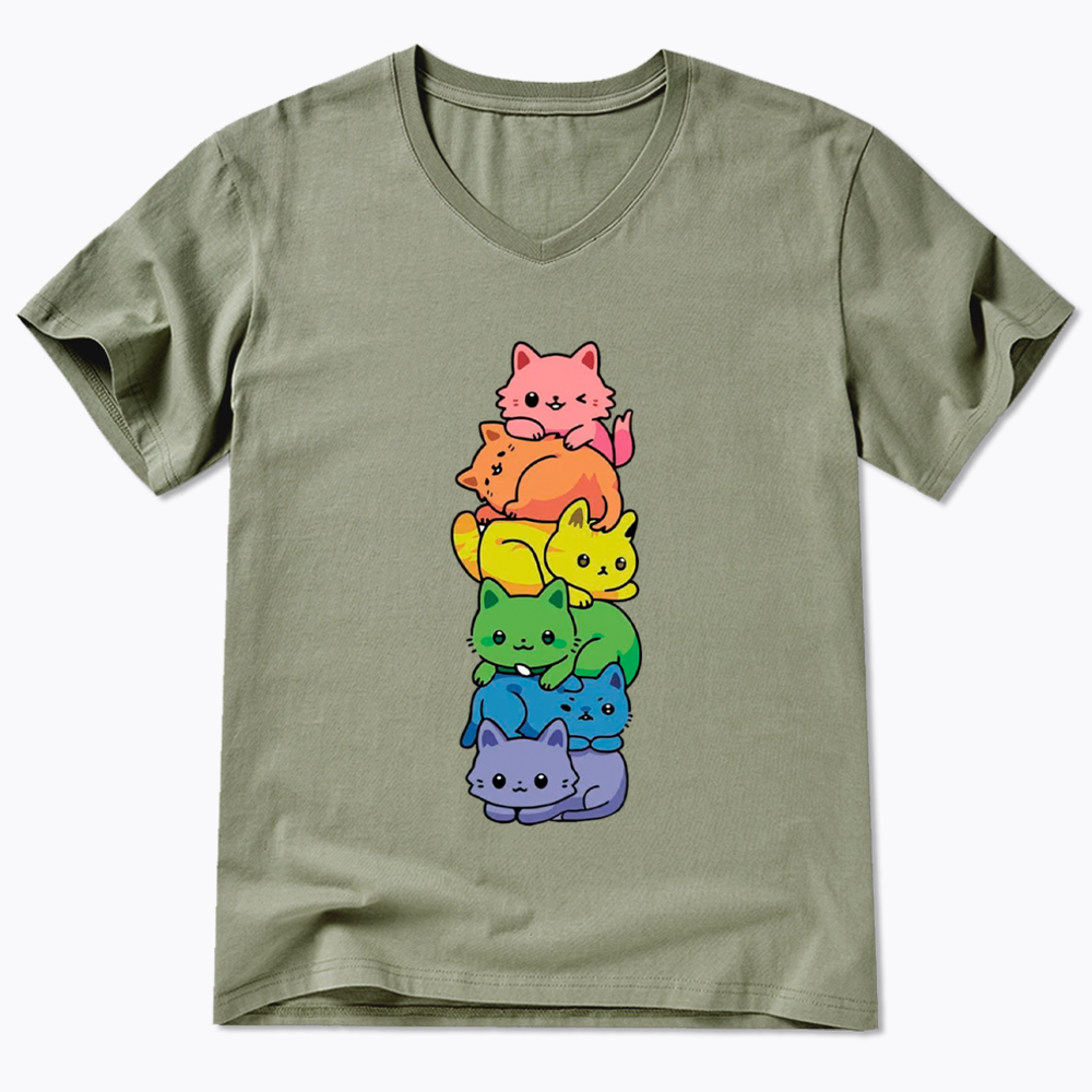 Rainbow Kitten V-Neck Classic T-Shirt