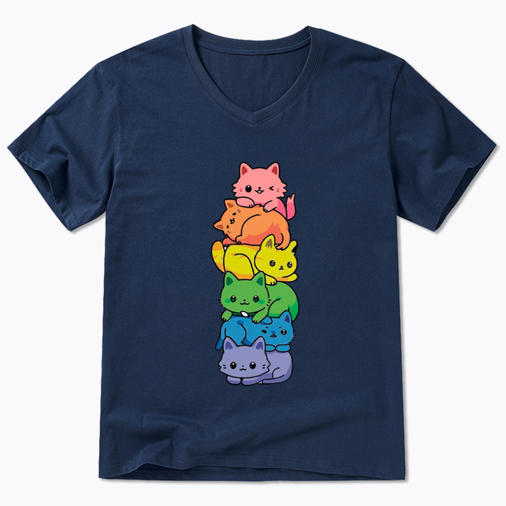 Rainbow Kitten V-Neck Classic T-Shirt