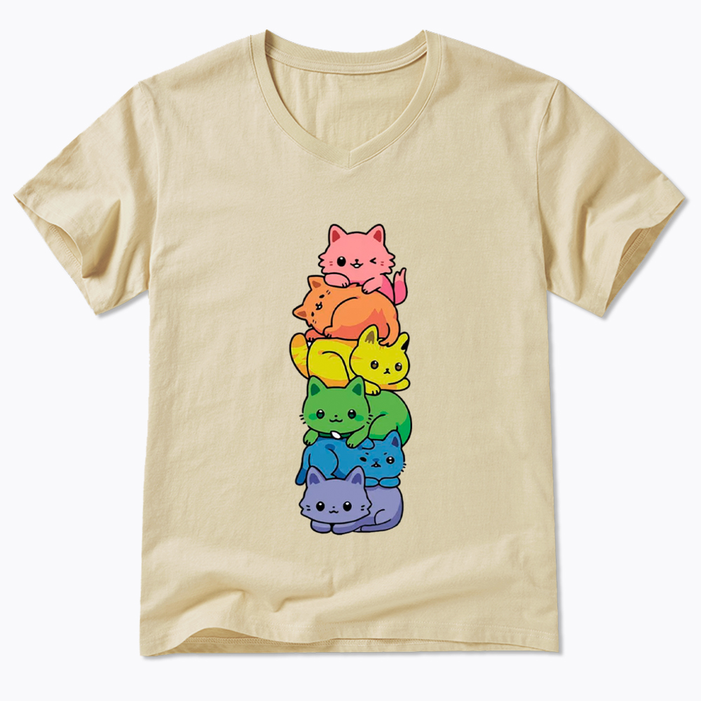 Rainbow Kitten V-Neck Classic T-Shirt