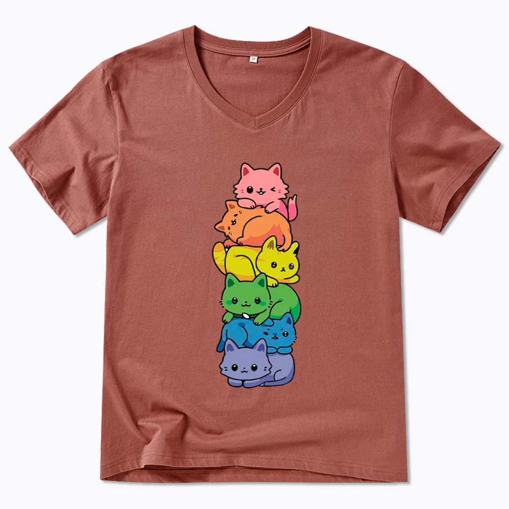 Rainbow Kitten V-Neck Classic T-Shirt