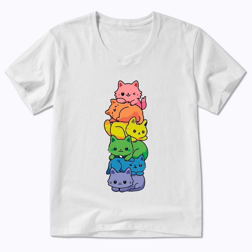 Rainbow Kitten V-Neck Classic T-Shirt