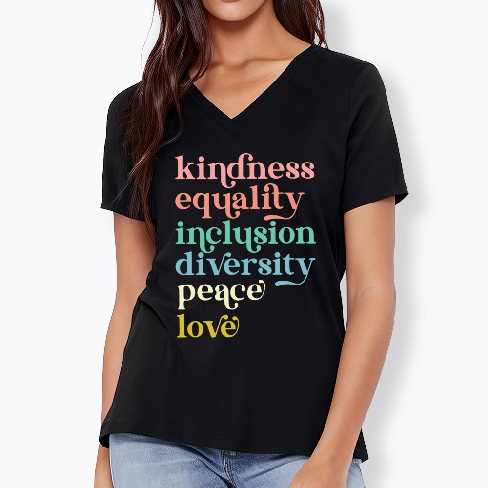 Kindness Equality Inclusion Diversity Peace Love Hope V-Neck Classic T-Shirt