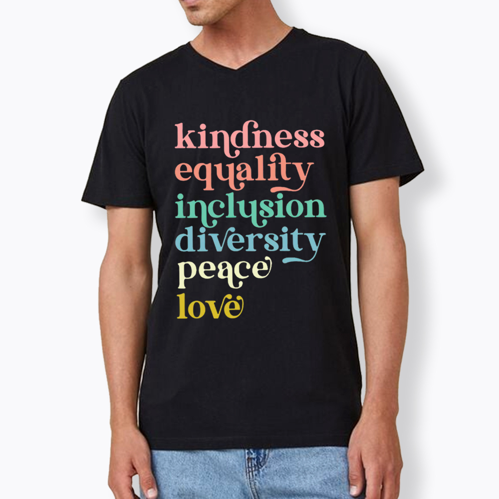 Kindness Equality Inclusion Diversity Peace Love Hope V-Neck Classic T-Shirt