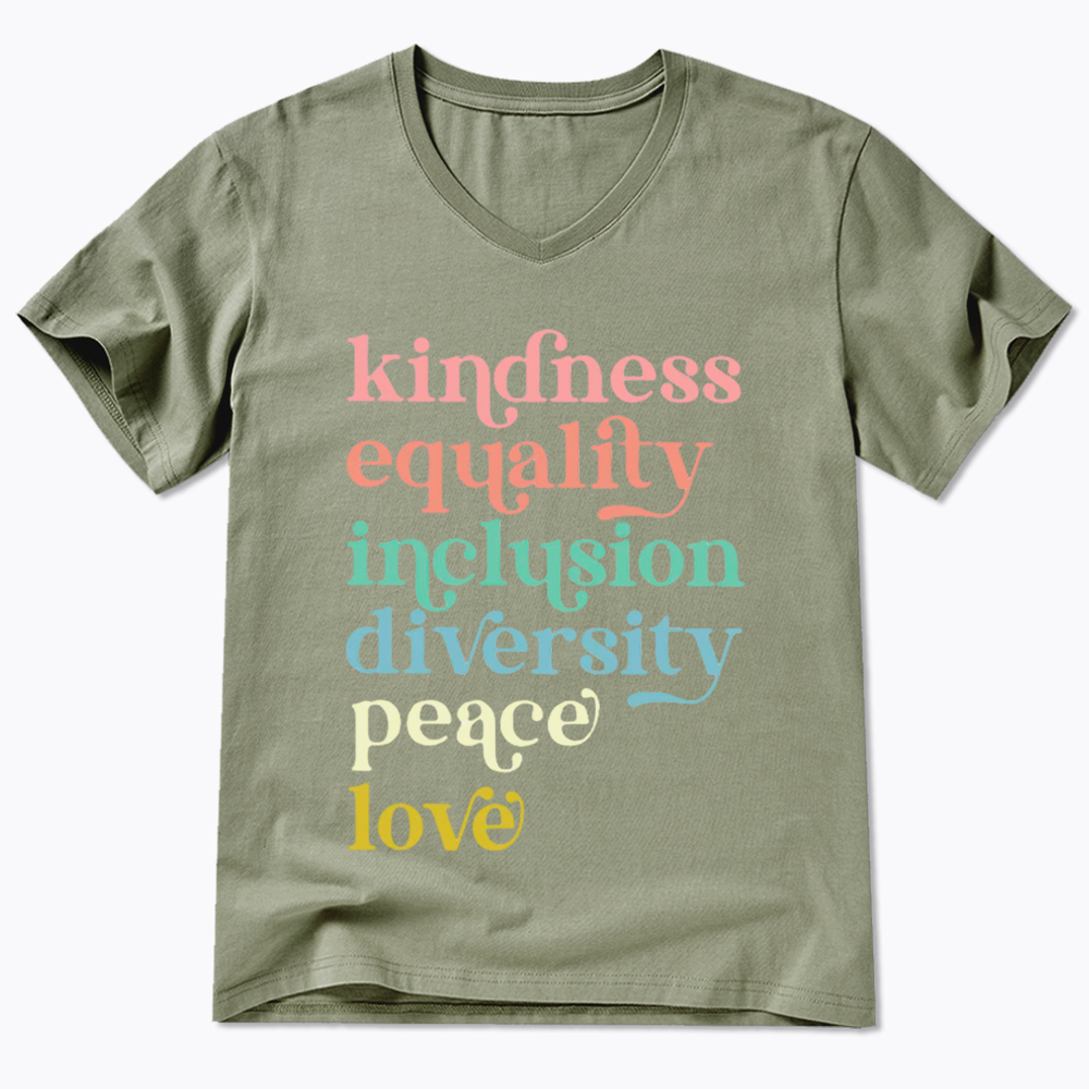 Kindness Equality Inclusion Diversity Peace Love Hope V-Neck Classic T-Shirt