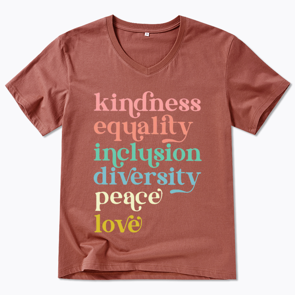 Kindness Equality Inclusion Diversity Peace Love Hope V-Neck Classic T-Shirt