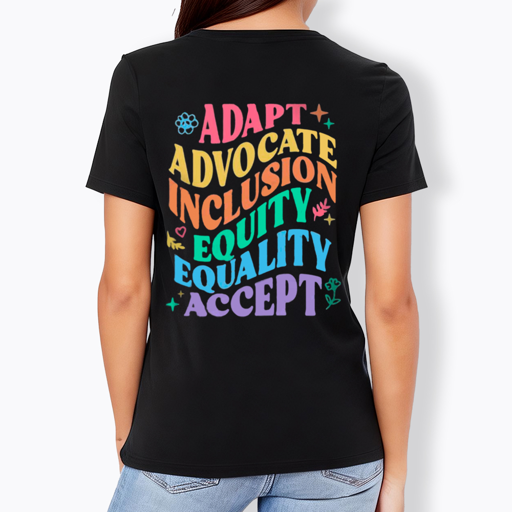 Adapt Advocate Inclusion Equity Equality Accept V-Neck Classic T-Shirt
