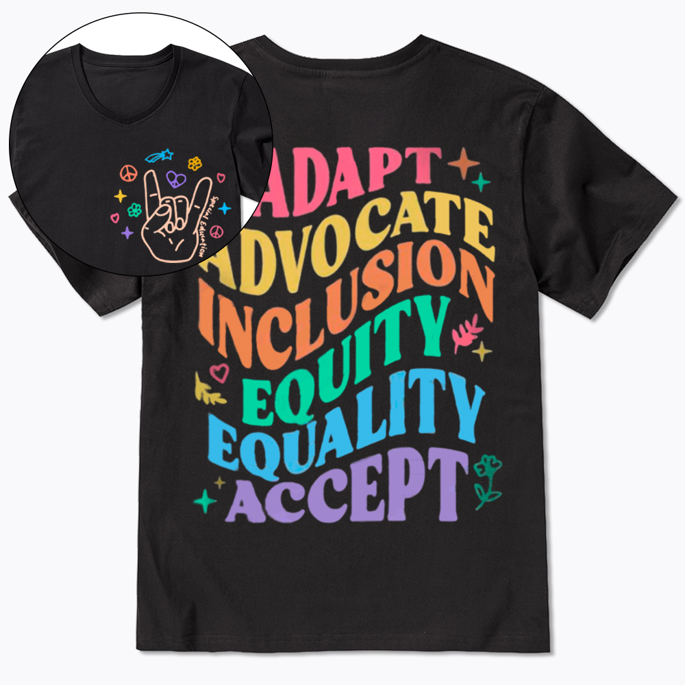 Adapt Advocate Inclusion Equity Equality Accept V-Neck Classic T-Shirt