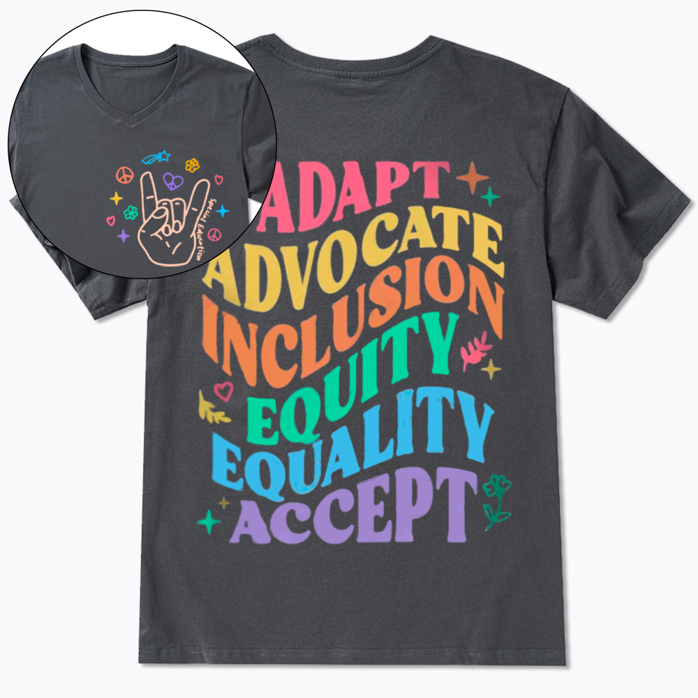 Adapt Advocate Inclusion Equity Equality Accept V-Neck Classic T-Shirt