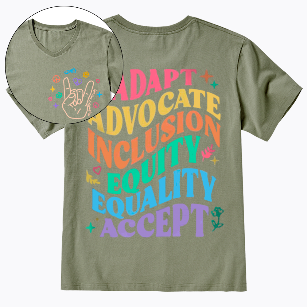 Adapt Advocate Inclusion Equity Equality Accept V-Neck Classic T-Shirt