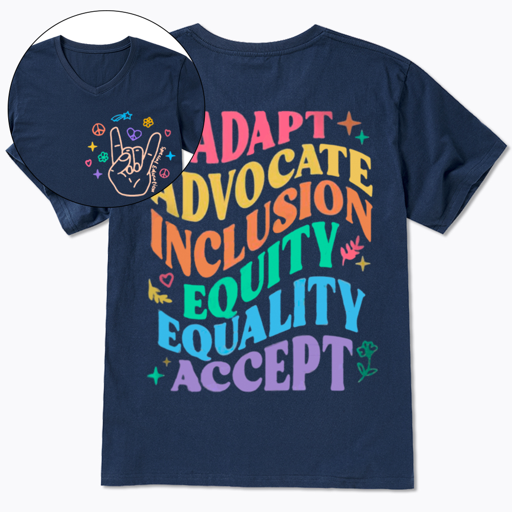 Adapt Advocate Inclusion Equity Equality Accept V-Neck Classic T-Shirt
