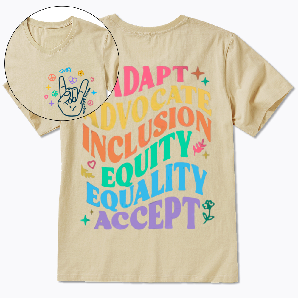 Adapt Advocate Inclusion Equity Equality Accept V-Neck Classic T-Shirt