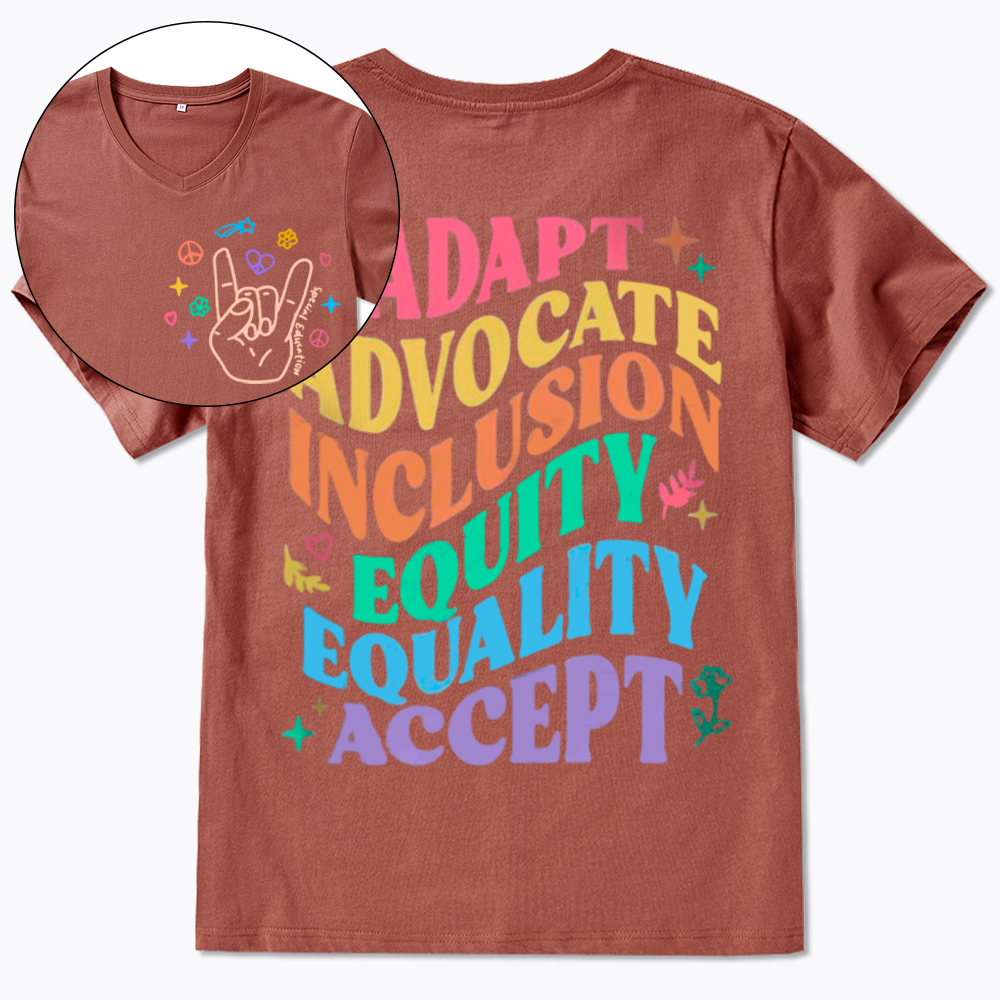 Adapt Advocate Inclusion Equity Equality Accept V-Neck Classic T-Shirt