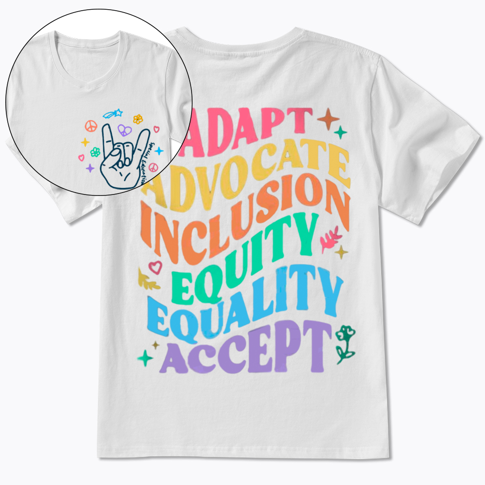 Adapt Advocate Inclusion Equity Equality Accept V-Neck Classic T-Shirt