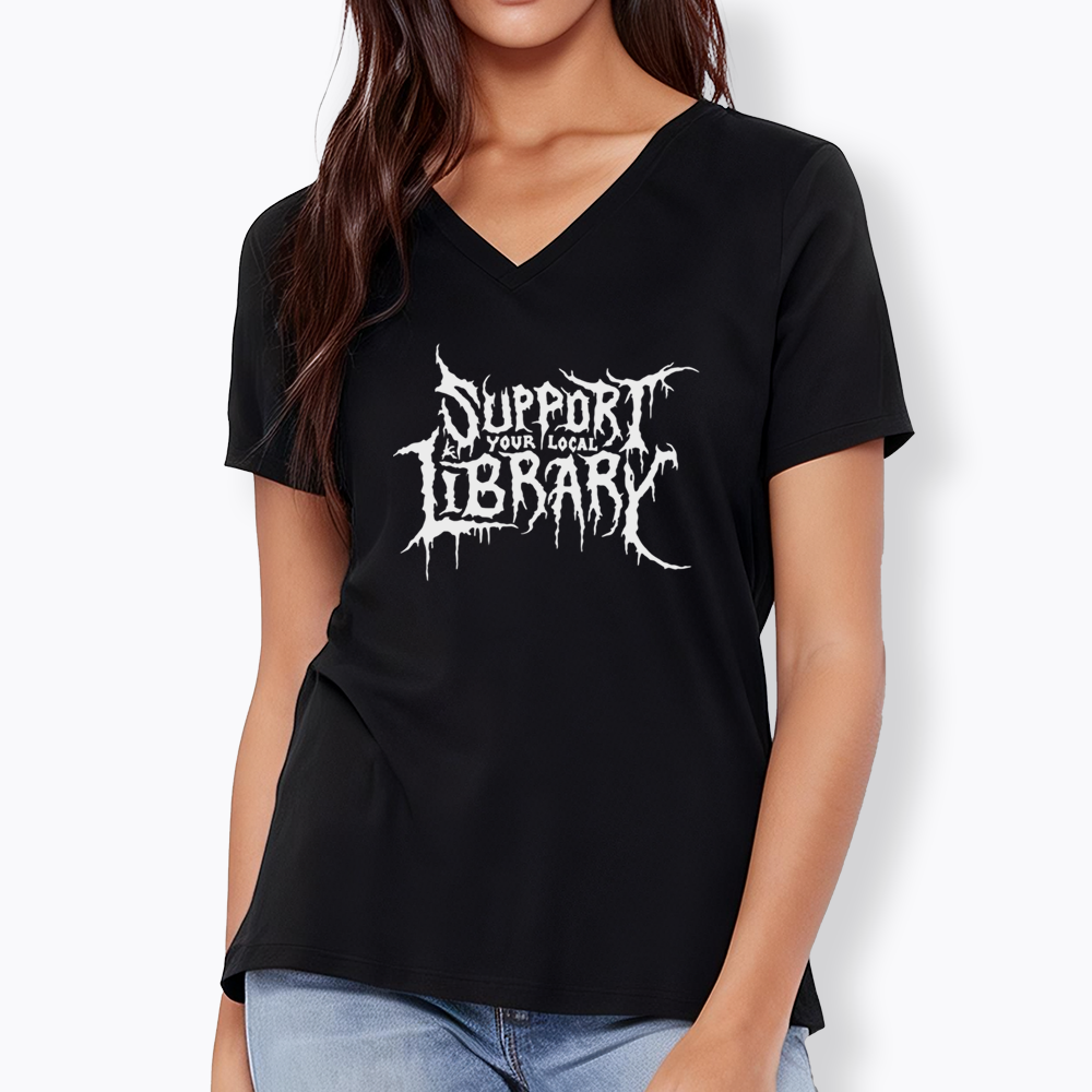 Death Metal Print V-Neck Classic T-Shirts